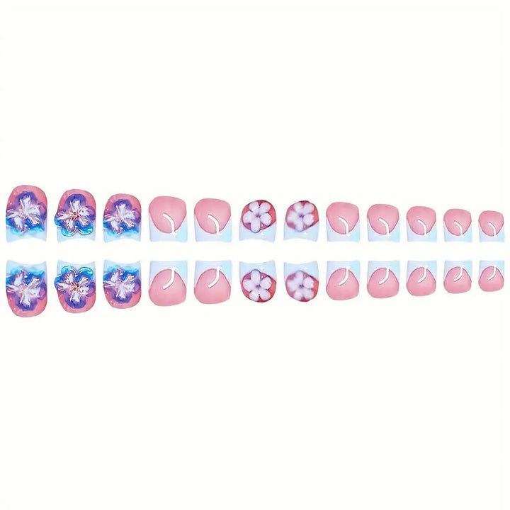 Blumeninspiriertes Press-On Nageldesign Karnz
