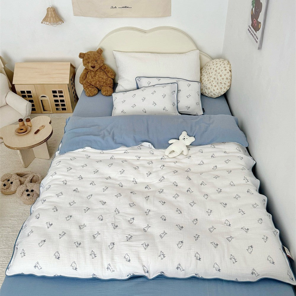 Wendbare Musselin-Kinderbettdecke mit Teddybären-Druck