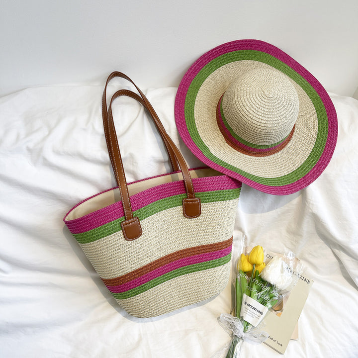 Bunte Strohtasche Strandtasche Karnz