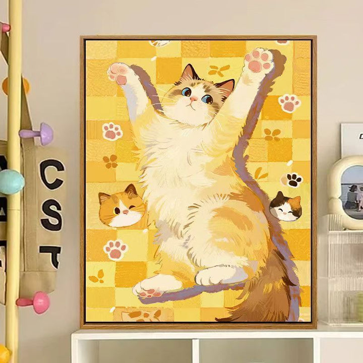 Niedliches katzenbasiertes dekoratives Leinwandkunstwerk Karnz