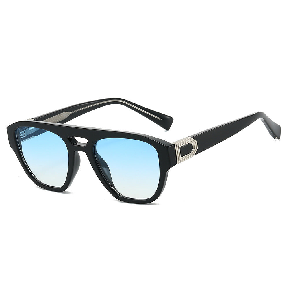 Damen Designer-Sonnenbrille mit modernem, kantigem Rahmen und Farbverlauf Karnz