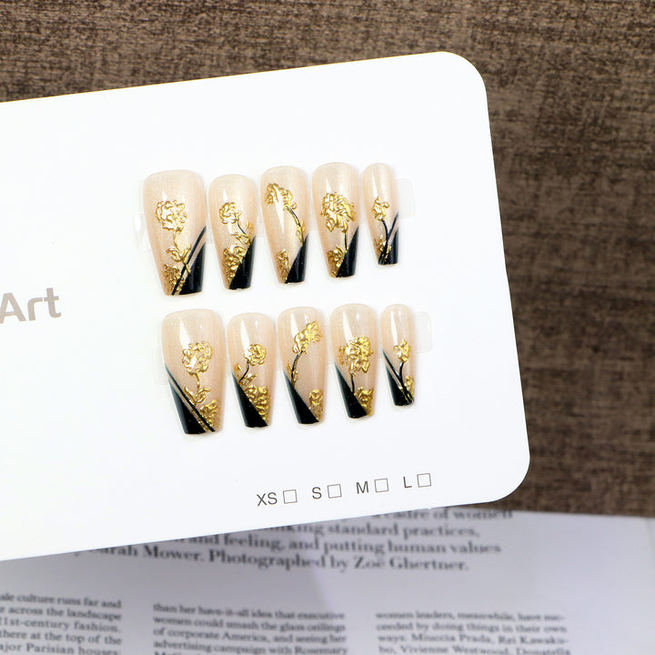 Dekoratives Druck-Nagelkunst-Set mit elegantem Blumenmuster Karnz