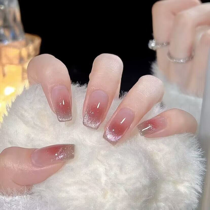 Glamouröse Glitzer Ombre Press-On Nägel Karnz