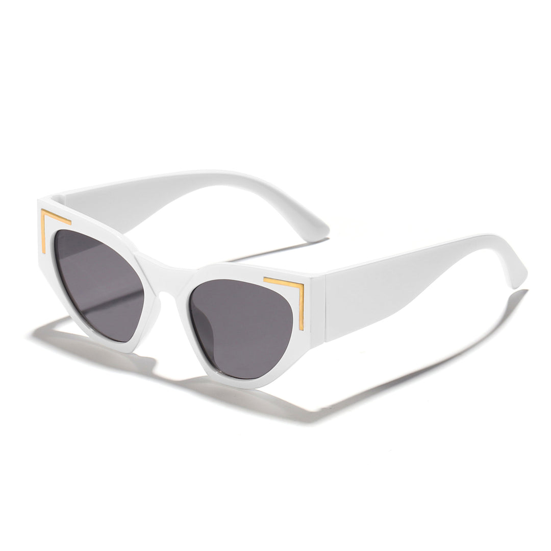 Damen kreative Cat-Eye Sonnenbrille mit transparentem Rahmen und braunen Gläsern Karnz