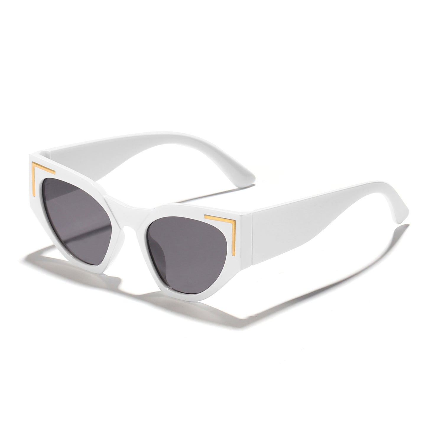 Damen kreative Cat-Eye Sonnenbrille mit transparentem Rahmen und braunen Gläsern Karnz