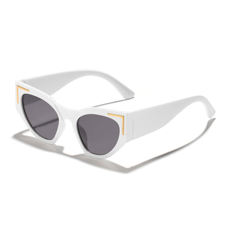 Damen kreative Cat-Eye Sonnenbrille mit transparentem Rahmen und braunen Gläsern Karnz