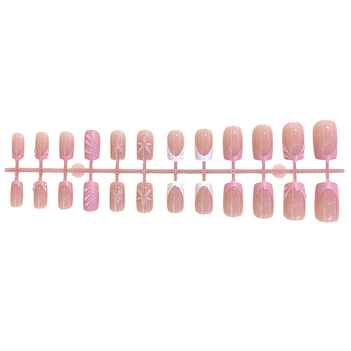 Elegantes Blumendesign Press-On-Nagelset Karnz
