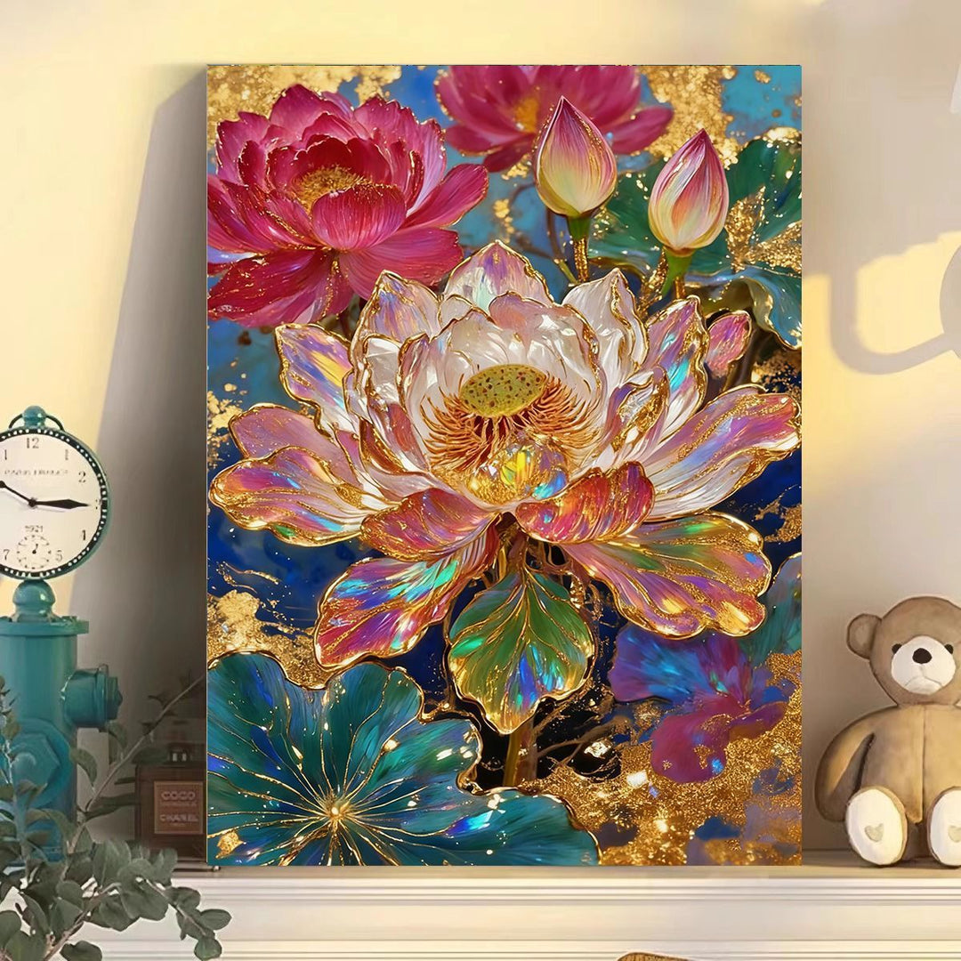 Luxuriöse florale abstrakte Leinwand Wandkunst Karnz