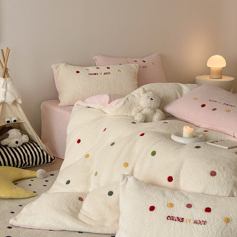 Plüsch Bestickter Zuckerstangen Gnome Bettbezug Set mit weichem Mikrofleece-Finish