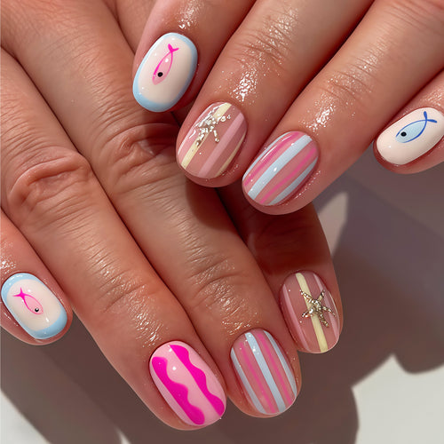 Maritimen Themen Press-On Nagelkunst Karnz