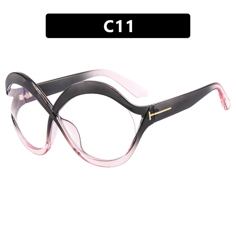 Damen extravagante Cat-Eye Sonnenbrille mit geschwungenem Rahmen Karnz