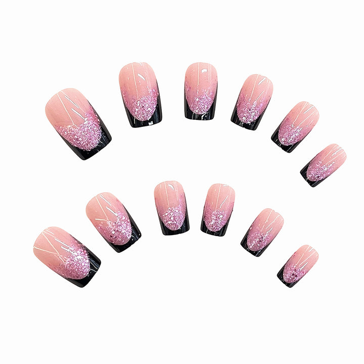 Glitzernde Tipp Press-On Nagelset Karnz