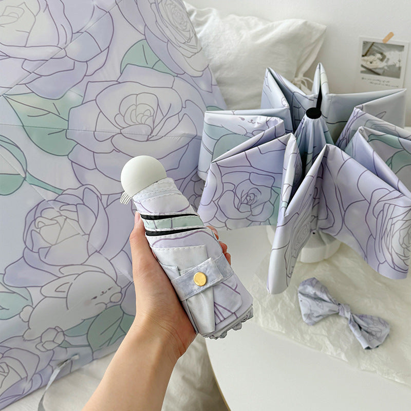 Damen Faltbarer Regenschirm mit floralem Minimalismus Karnz
