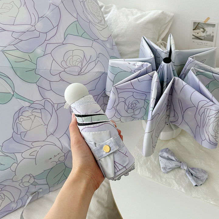 Damen Faltbarer Regenschirm mit floralem Minimalismus Karnz