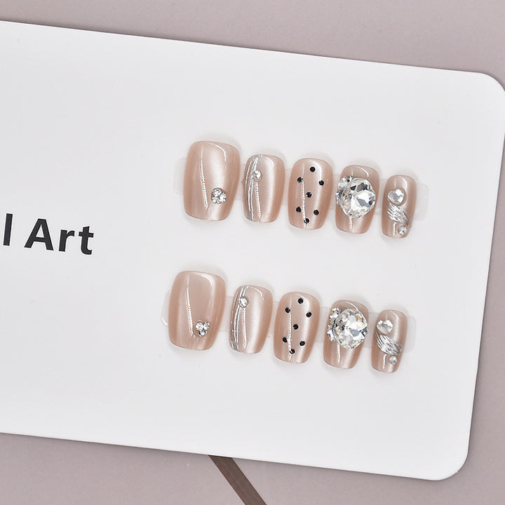 Premium Kristall-dekorierte Press-On NagelSet Karnz
