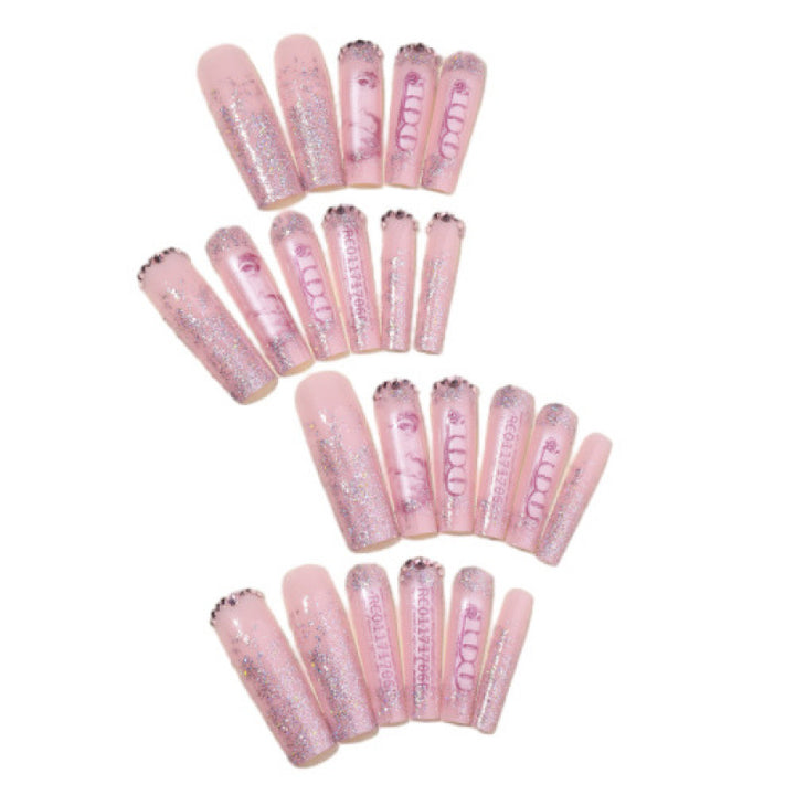 Dekoratives Glitzer-Press-On-Nagelset