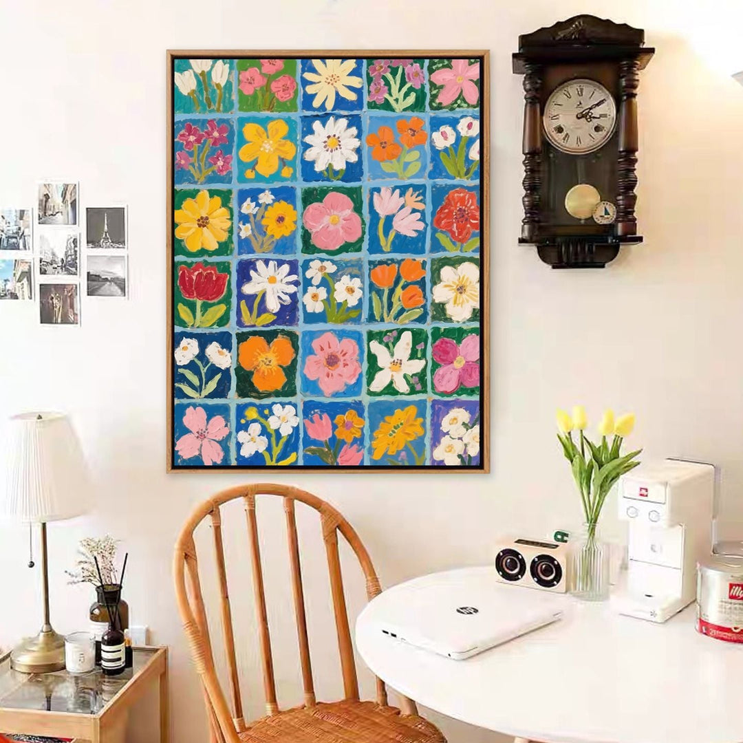 Farbige Blumendesign Leinwanddruck Karnz