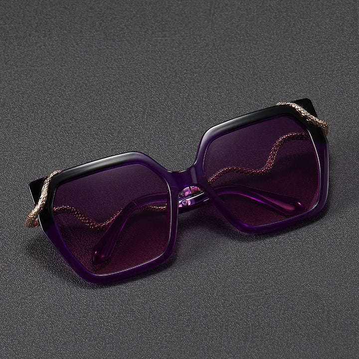 Luxuriöse Übergroße Sechseckige Sonnenbrille