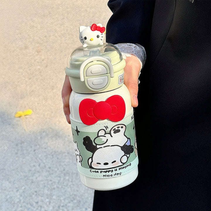 Damen kreative Trinkflasche mit interaktivem Deckel und süßem Motiv Karnz