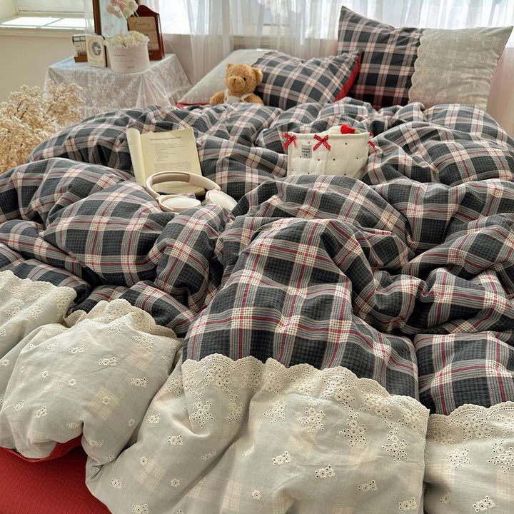 Gemütliches Karierte Bettwäsche Set
