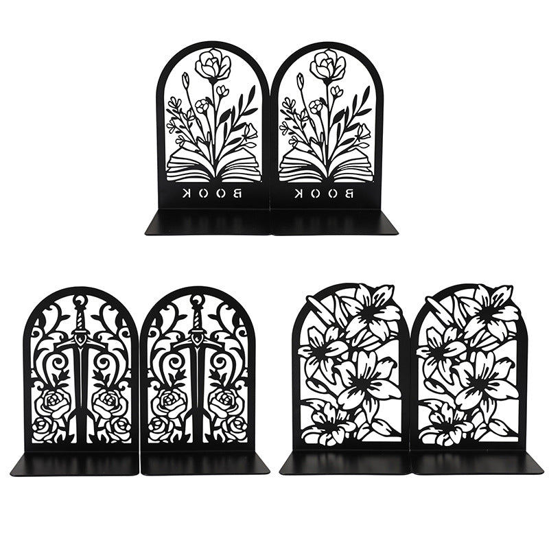 Elegante florale Metall-Buchstützen