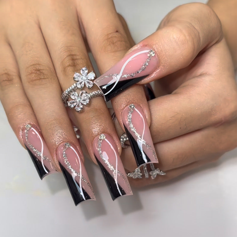Glamouröse Glitzer-Stiletto Press-On Nägel Karnz