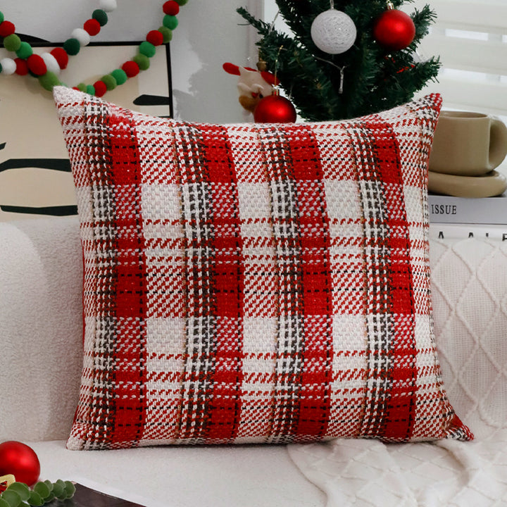 Quadratischer kariert gewebter Kissenbezug im Tweed‑Look für Sofa & Festliche Deko Karnz