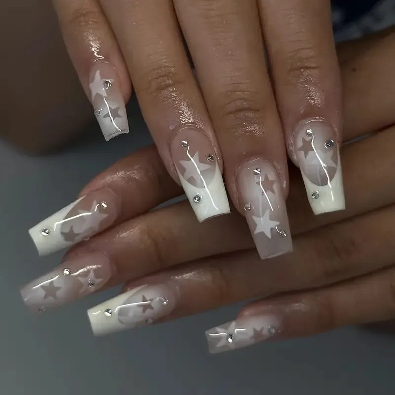 Dekorative florale Press-On Nagelset Karnz