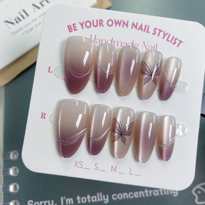 Elegantes, Schmetterlings-Design Press-On Nagelset