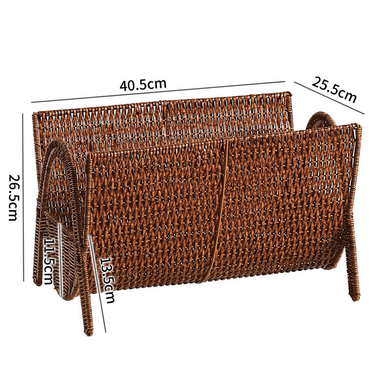 Unisex Rechteckiger Zeitschriftenkorb aus handgewebtem Rattan Karnz