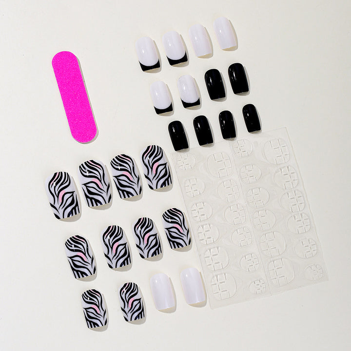 Stylische Zebra-Muster Acryl-Nagelkunst Karnz