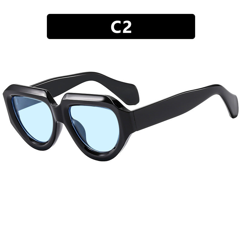 Damen modische Sonnenbrille mit einzigartigem, eckigem Rahmen Karnz