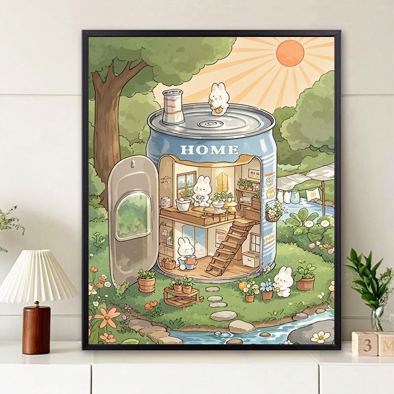 Verspielte Wohnillustration Wandkunst Karnz