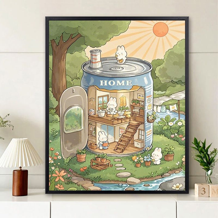 Verspielte Wohnillustration Wandkunst Karnz