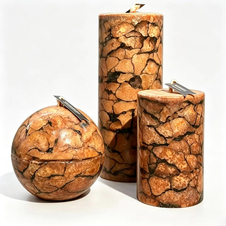 Dekoratives Marmor-inspiriertes Kerzen Set