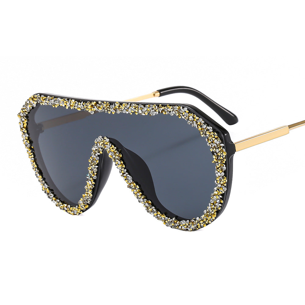 Damen extravagante Oversized-Sonnenbrille mit Glamour-Rahmen Karnz