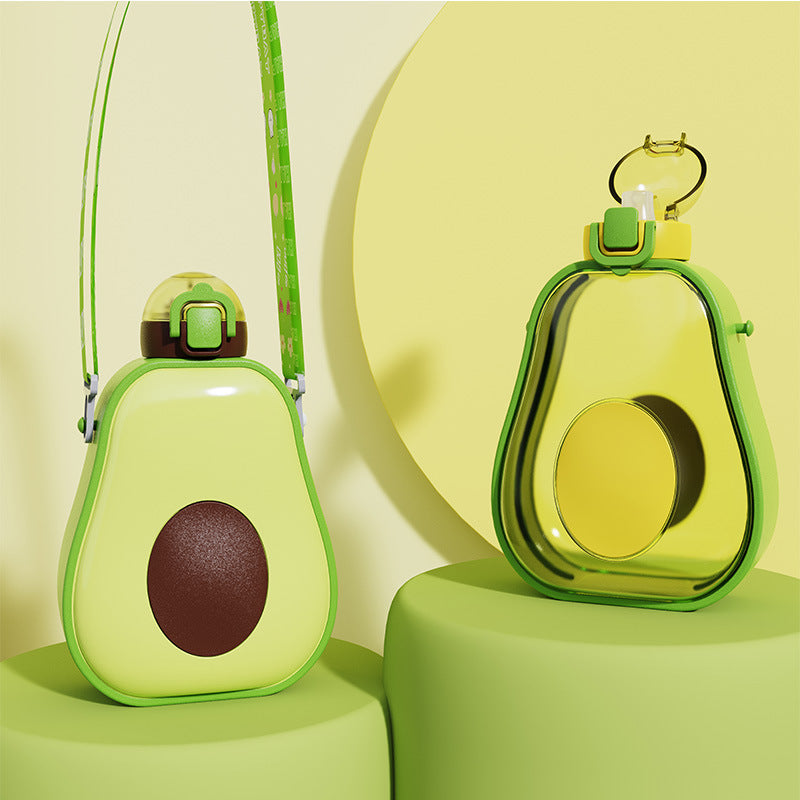 Damen Avocado Trinkflasche mit auslaufsicherem Verschluss und integriertem Tragegurt Karnz