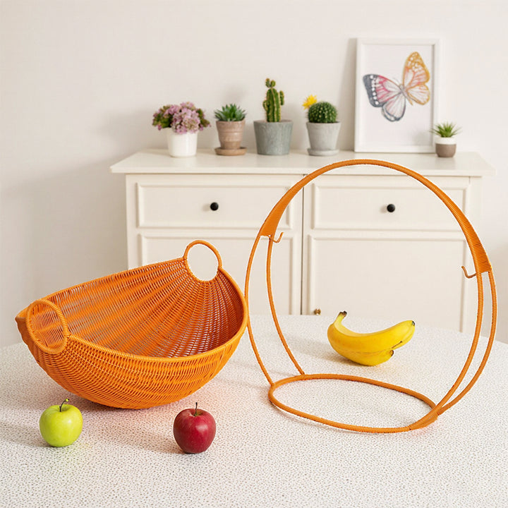 Moderner Rattan Obstschale mit Ständer Karnz