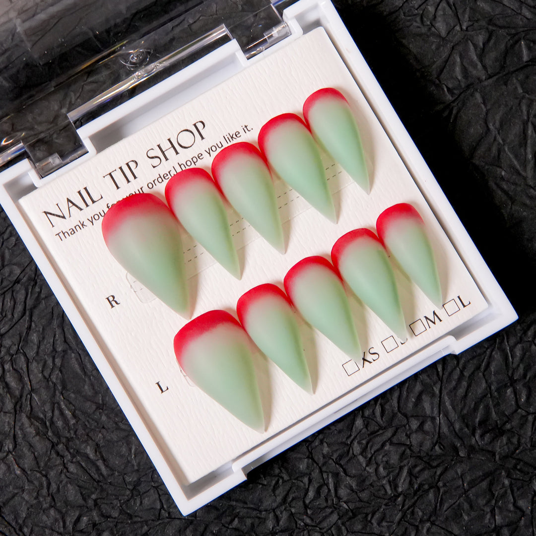 Stiletto Press-On Nail Set mit Ombre-Spitzen-Design
