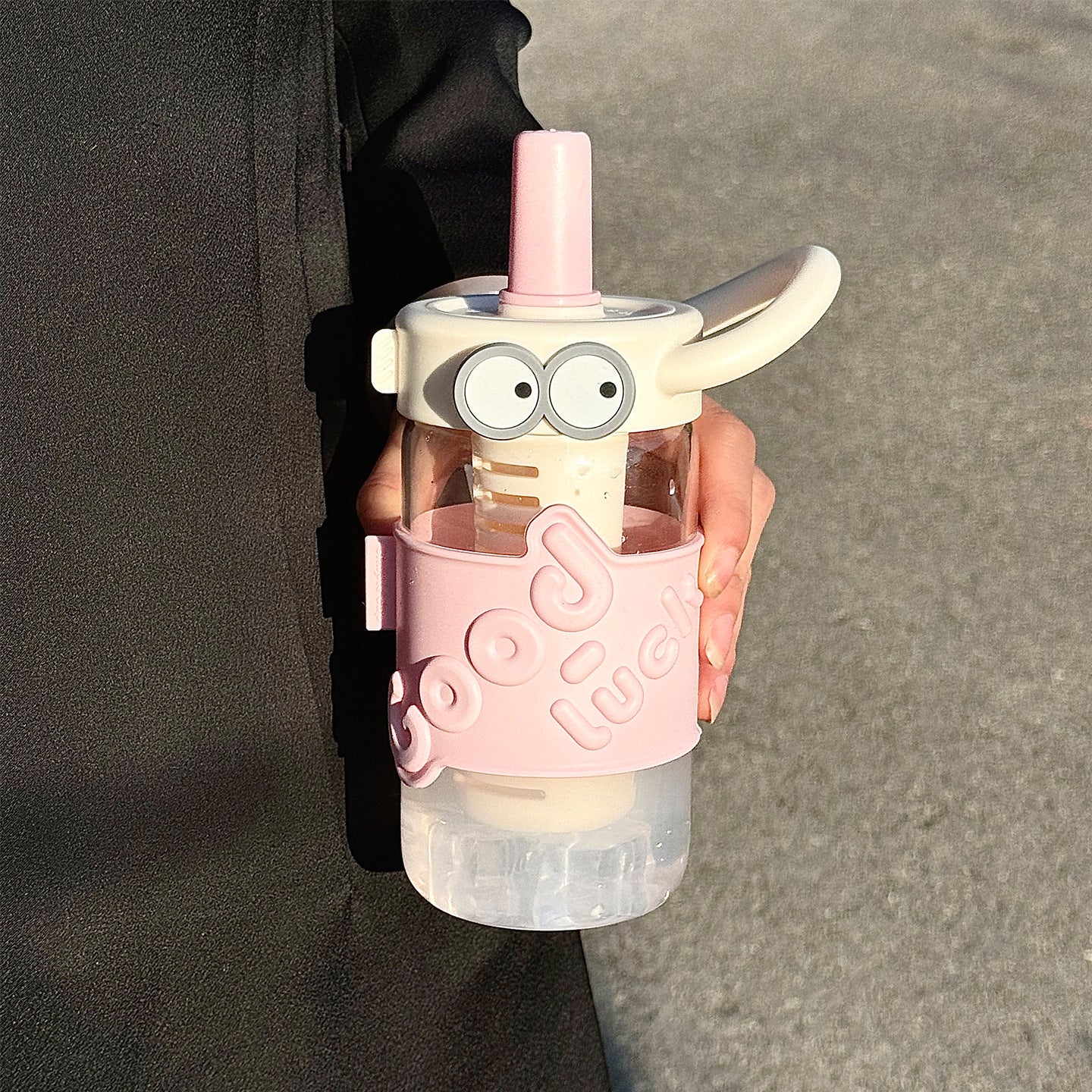 Damen Trinkflasche mit interaktivem Strohhalm und Emotionen Karnz