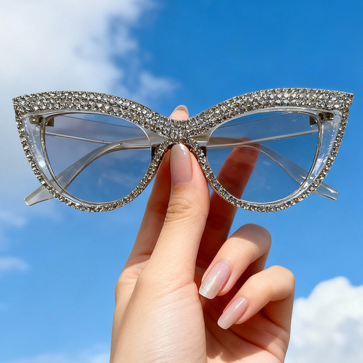 Rhinestone-beschmückte Cat-Eye-Brillen Karnz