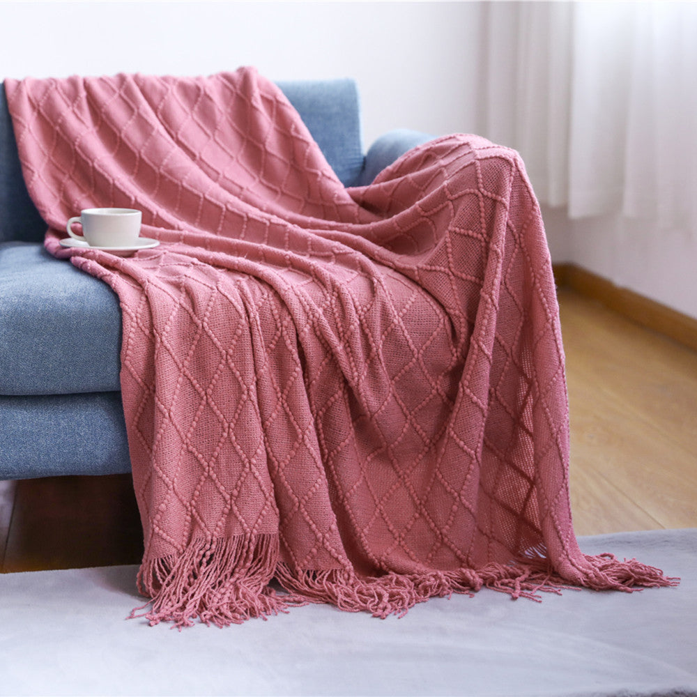 Gemütliche gestrickte Wurfdecke