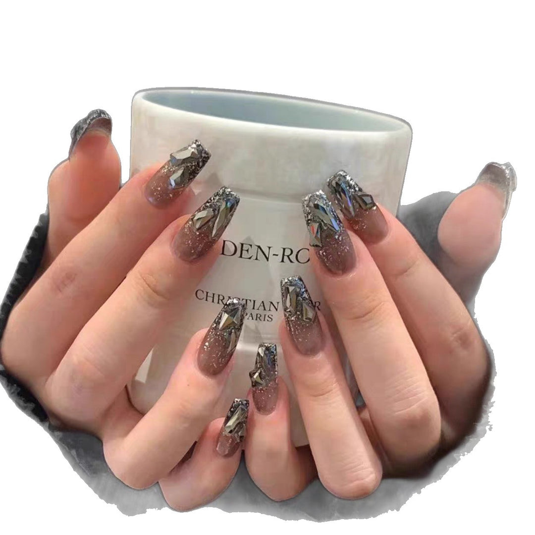 Glamouröse mit Kristallen verzierte Press-On-Nagelset Karnz 1787395125