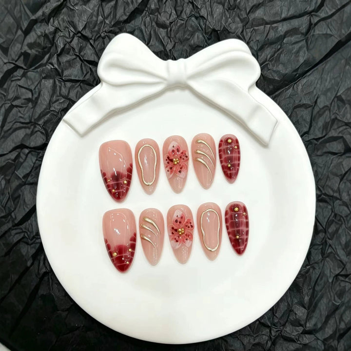 Künstlerisches Floral Press-On Nagelset  1791774628