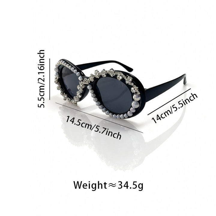 Elegante perlenverzierte Katzenaugen-Sonnenbrille Karnz