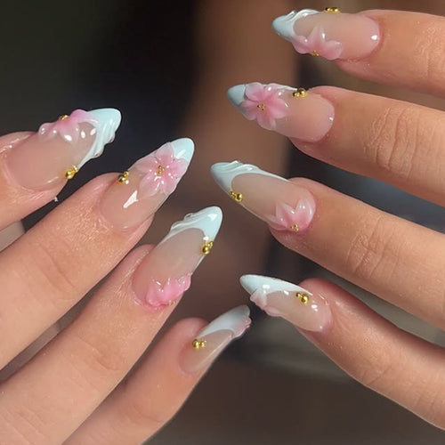 Premium Floral Press-On Nail Set Karnz