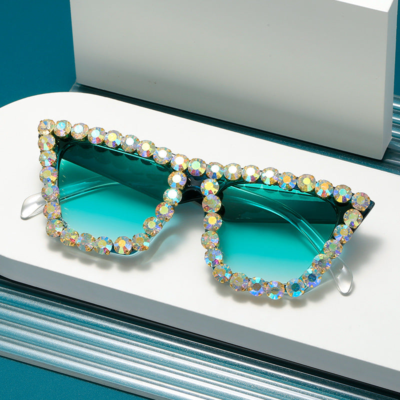 Damen extravagante Sonnenbrille mit glitzerndem Rahmen Karnz