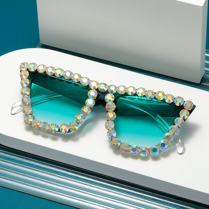 Damen extravagante Sonnenbrille mit glitzerndem Rahmen Karnz