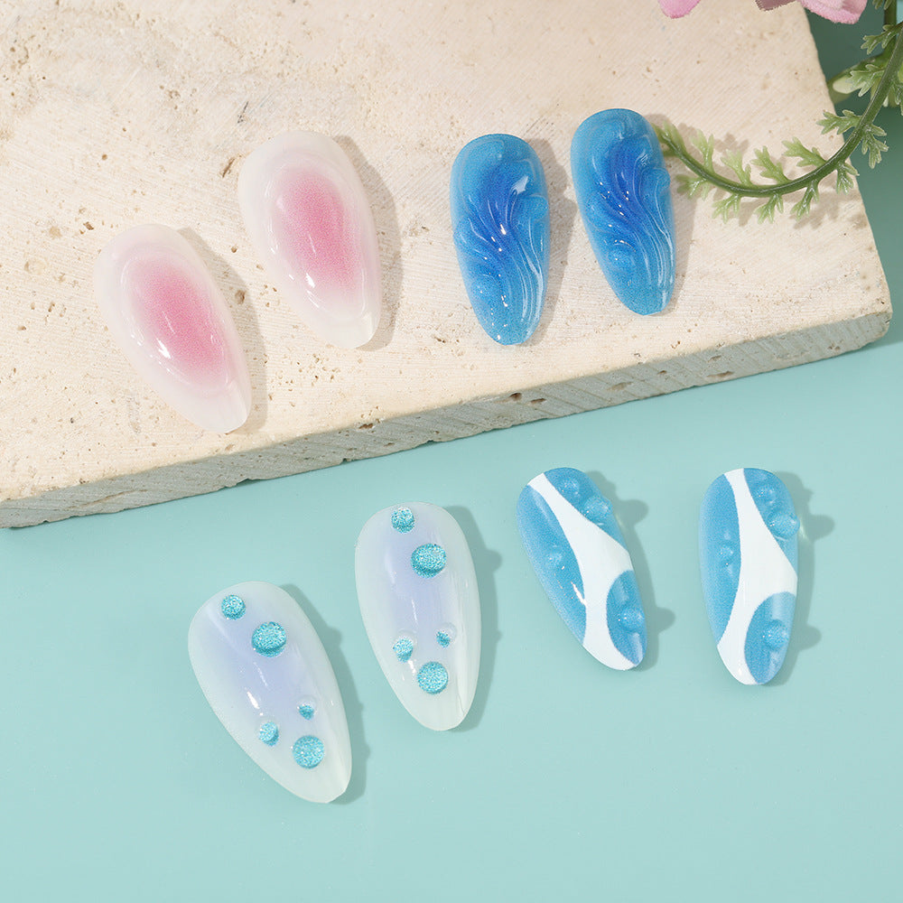 Kunstnagel Set mit modernen Aqua-Designs Karnz