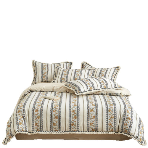 Boho Bestickte Baumwollbettwäsche Set mit Fransen